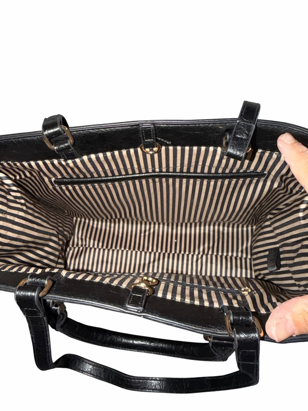 Elegant Black Structured Tote Handbag - Picture 7 of 13